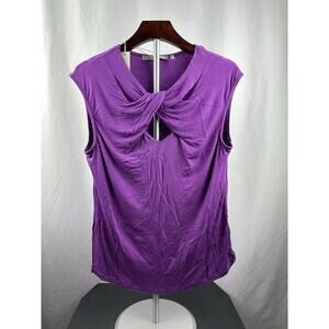 one 7 six Women’s Purple Criss Cross Sleeveless Blouse Size Large Grape Vineyard